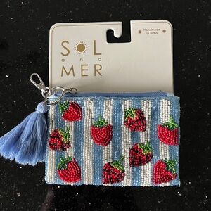 Sol and Mer Blue Beaded Strawberry Card & Key Holder